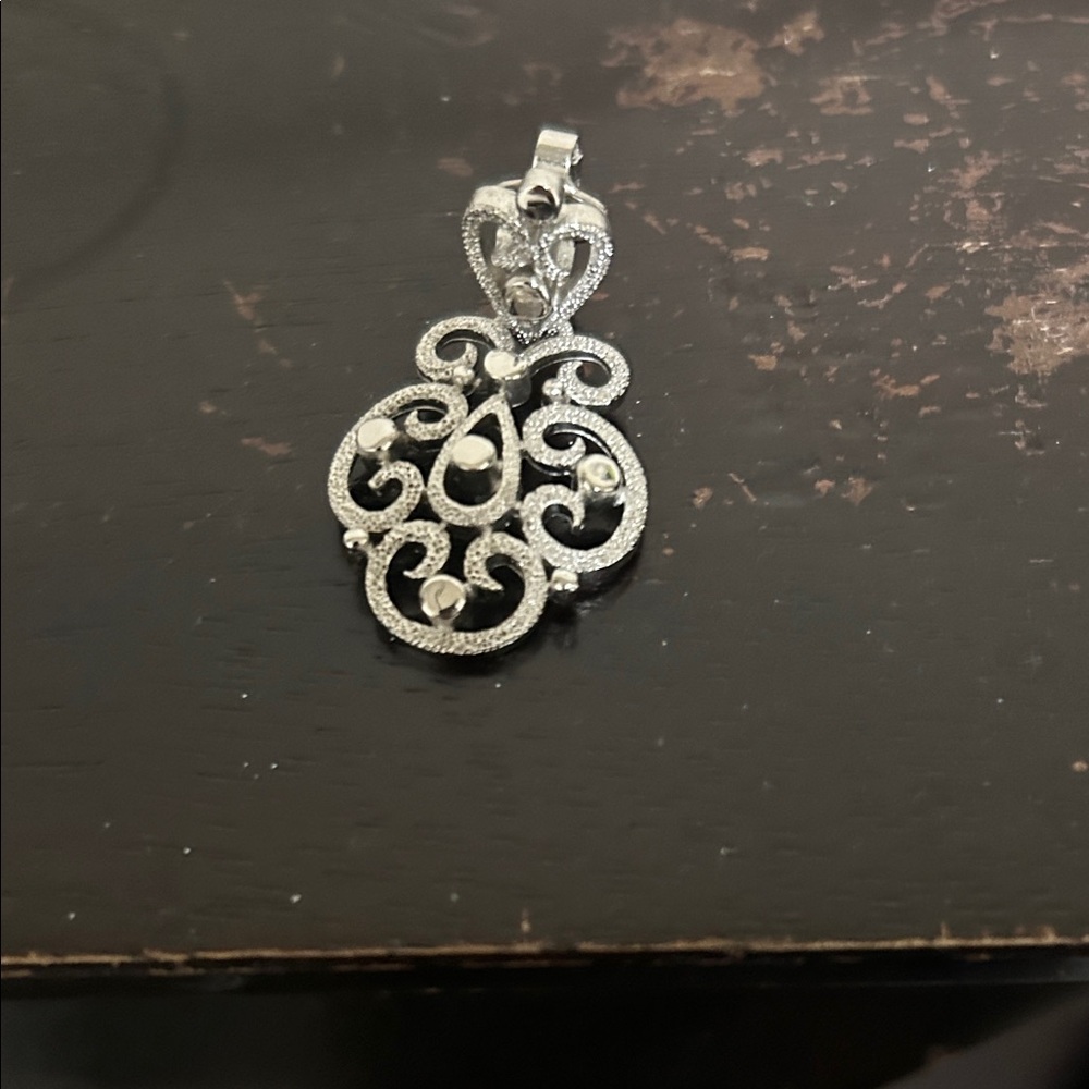 Trifari Silver Filigree Pendant earrings